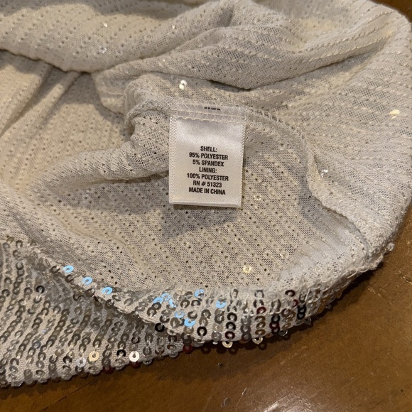 CeCe Silver Sequin Blouse with Cap Sleeves - Picture 4 of 4